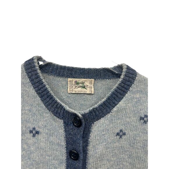 Vtg Annie Laurie Cardigan Sweater Shetland 100% Pure Wool Scotland 1980s Cottage - Picture 3 of 9